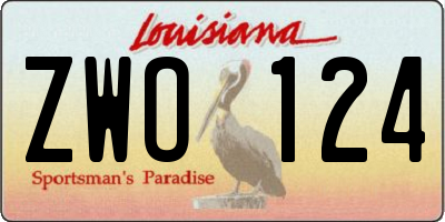 LA license plate ZWO124