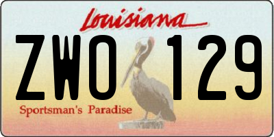 LA license plate ZWO129