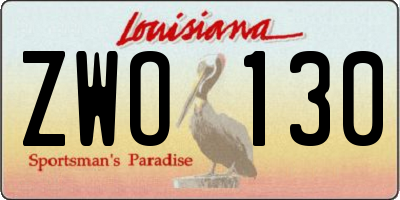 LA license plate ZWO130