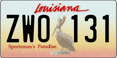 LA license plate ZWO131