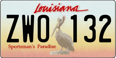 LA license plate ZWO132