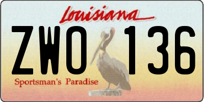 LA license plate ZWO136