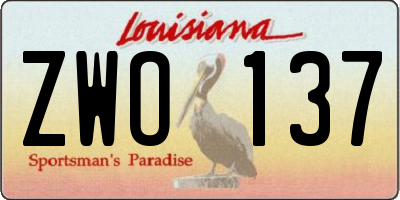 LA license plate ZWO137