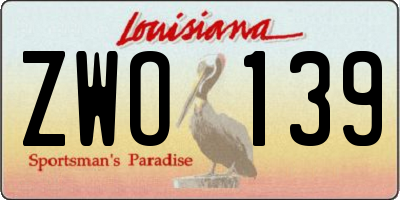 LA license plate ZWO139