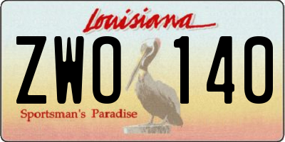 LA license plate ZWO140