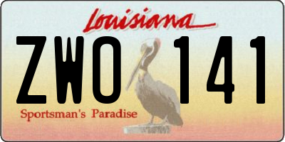 LA license plate ZWO141