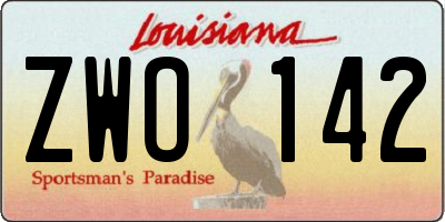 LA license plate ZWO142