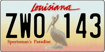 LA license plate ZWO143