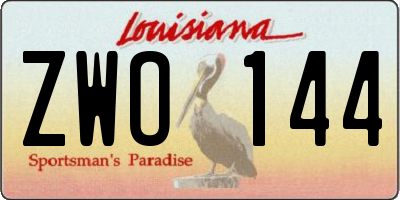 LA license plate ZWO144