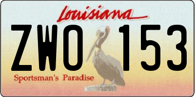 LA license plate ZWO153