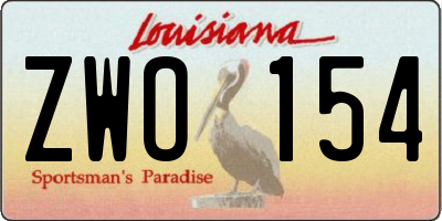 LA license plate ZWO154