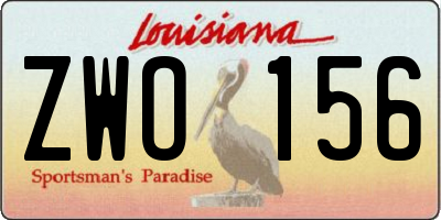 LA license plate ZWO156