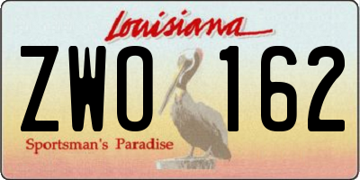 LA license plate ZWO162