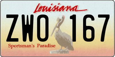 LA license plate ZWO167