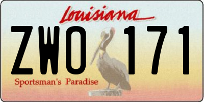 LA license plate ZWO171