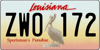 LA license plate ZWO172