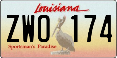 LA license plate ZWO174