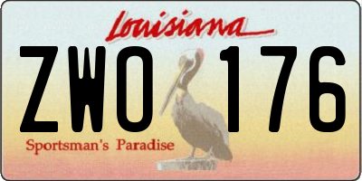 LA license plate ZWO176