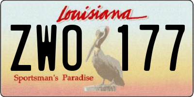 LA license plate ZWO177