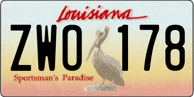 LA license plate ZWO178