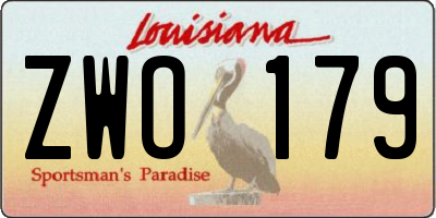 LA license plate ZWO179