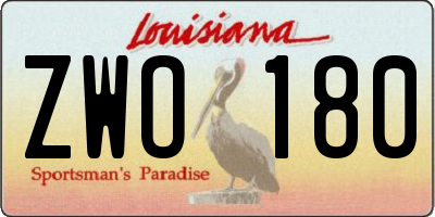 LA license plate ZWO180