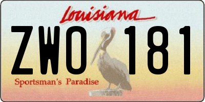 LA license plate ZWO181