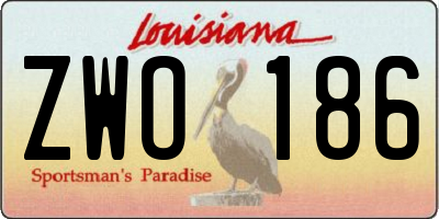 LA license plate ZWO186