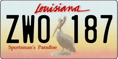 LA license plate ZWO187