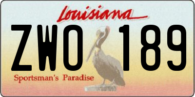 LA license plate ZWO189