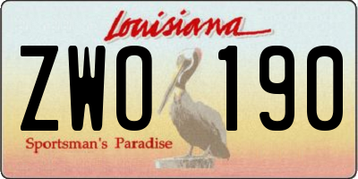 LA license plate ZWO190