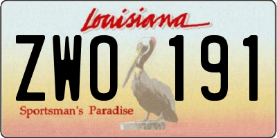 LA license plate ZWO191