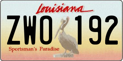 LA license plate ZWO192