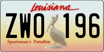 LA license plate ZWO196