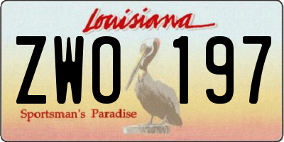 LA license plate ZWO197