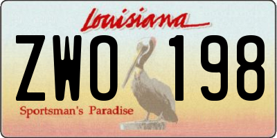 LA license plate ZWO198