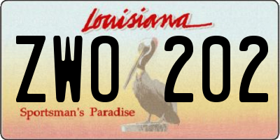 LA license plate ZWO202