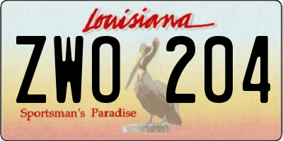 LA license plate ZWO204