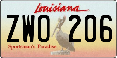 LA license plate ZWO206