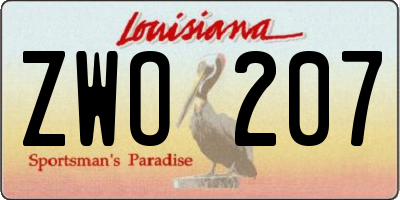 LA license plate ZWO207