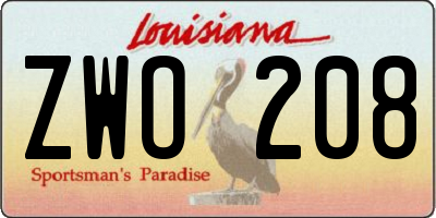 LA license plate ZWO208