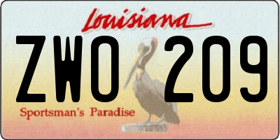 LA license plate ZWO209