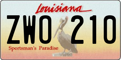 LA license plate ZWO210