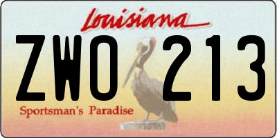 LA license plate ZWO213