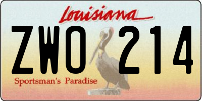 LA license plate ZWO214