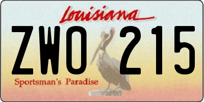 LA license plate ZWO215