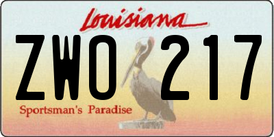 LA license plate ZWO217