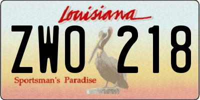 LA license plate ZWO218