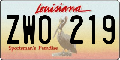 LA license plate ZWO219