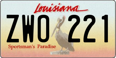 LA license plate ZWO221